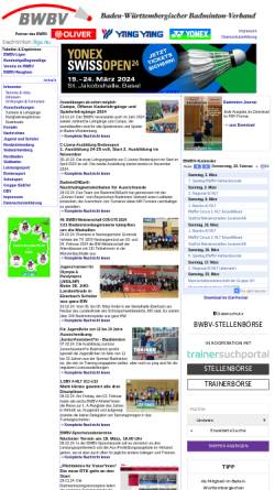 Vorschau der mobilen Webseite www.bwbv.de, Baden-Württembergischer Badminton Verband