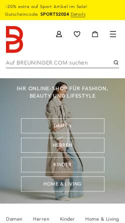 Vorschau der mobilen Webseite www.breuninger.com, E. Breuninger GmbH & Co.