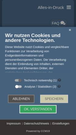 Vorschau der mobilen Webseite www.allesindruck.de, Alles-in-Druck
