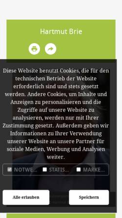 Vorschau der mobilen Webseite www.literaturport.de, Hartmut Brie