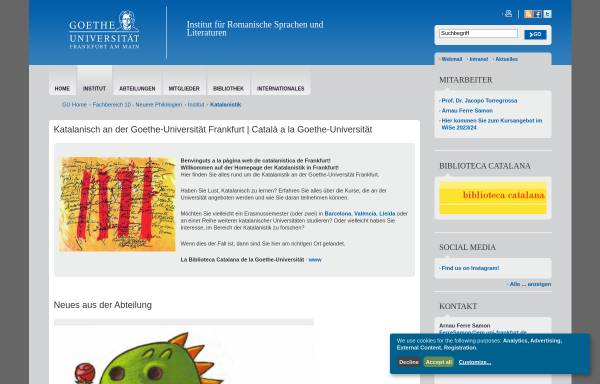 Vorschau von www2.uni-frankfurt.de, Die Zeitschrift für Katalanistik im Internet