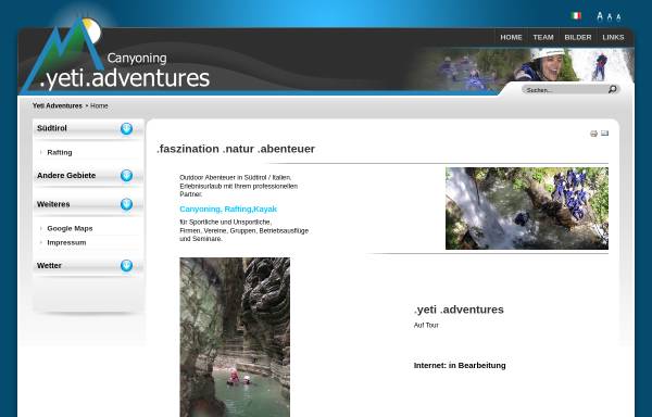 Vorschau von www.yetiadventures.info, Yeti Adventures