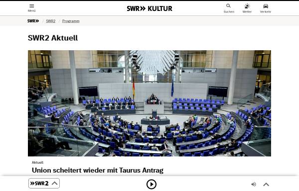 Vorschau von www.swr.de, SWR2-Radionachrichten