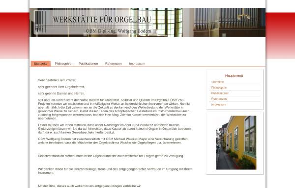 Vorschau von www.bodem.at, Bodem, Wolfgang - Werkstätte für Orgelbau