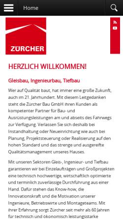 Vorschau der mobilen Webseite www.zuercher.de, Zürcher Bau GmbH