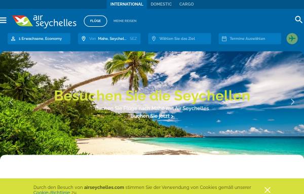 Vorschau von www.airseychelles.com, Air Seychelles