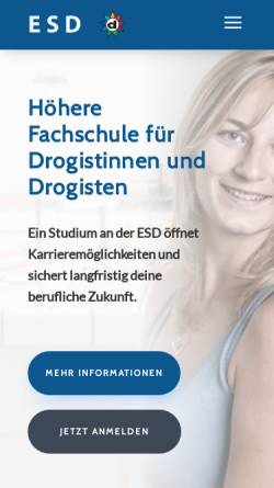 Vorschau der mobilen Webseite www.esd.ch, Höhere Fachschule für Drogisten in der Scweiz