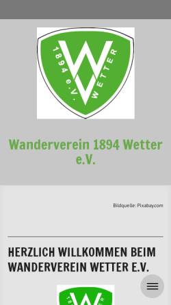 Vorschau der mobilen Webseite www.wanderverein-wetter.de, Wanderverein 1894 Wetter e.V.