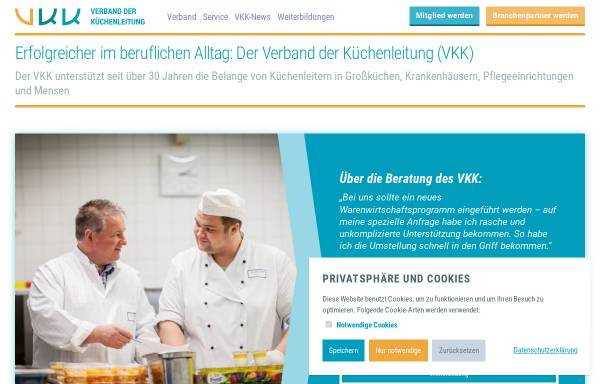 Vorschau von www.vkk-ev.de, Verband der Küchenleiter/innen in Krankenhäusern und Pflegeeinrichtungen e.V.