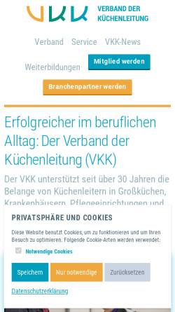 Vorschau der mobilen Webseite www.vkk-ev.de, Verband der Küchenleiter/innen in Krankenhäusern und Pflegeeinrichtungen e.V.
