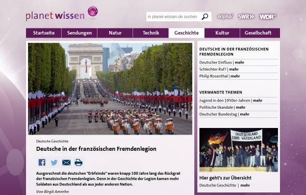 Vorschau von www.planet-wissen.de, Deutsche in der Fremdenlegion