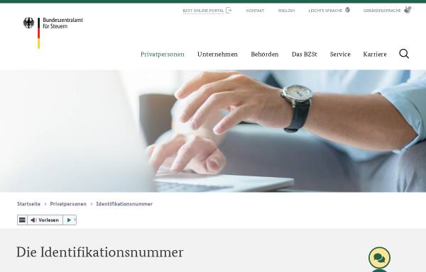 Bundeszentralamt für Steuern - Steueridentifikationsnummer
