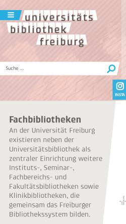 Vorschau der mobilen Webseite www.ub.uni-freiburg.de, Freiburger Bibliotheken