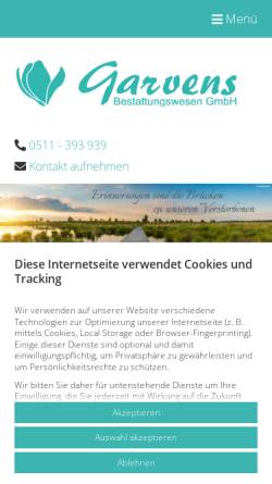 Vorschau der mobilen Webseite www.garvens-bestattungswesen.de, Garvens Bestattungswesen GmbH