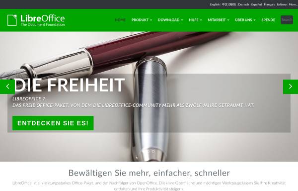 Vorschau von de.libreoffice.org, LibreOffice Deutsch