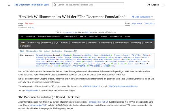 Vorschau von wiki.documentfoundation.org, The Document Foundation Wiki