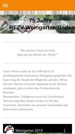 Vorschau der mobilen Webseite www.reitverein-weingarten.de, RFZV Weingarten (Baden) - Treffpunkt für Freunde des Pferdesports