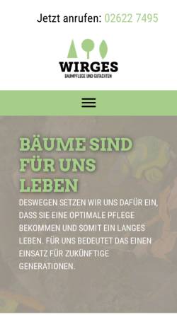 Vorschau der mobilen Webseite www.baumpflege-wirges.de, Baumpflege Wirges