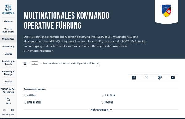 Vorschau von kommando-operative-fuehrung.bundeswehr.de, Kommando Operative Führung Eingreifkräfte