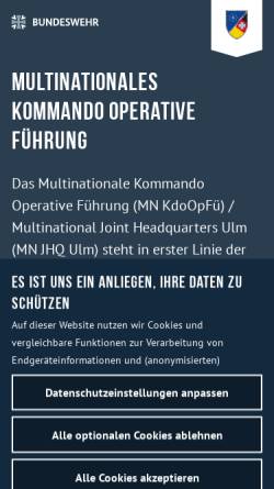 Vorschau der mobilen Webseite kommando-operative-fuehrung.bundeswehr.de, Kommando Operative Führung Eingreifkräfte