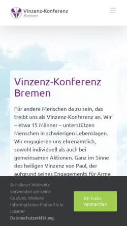 Vorschau der mobilen Webseite vinzenz-konferenz-bremen.de, Vinzenz Konferenz Bremen