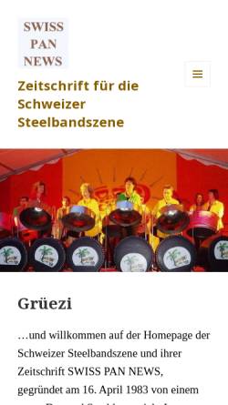 Vorschau der mobilen Webseite www.steelband.ch, Schweizer Steelband-Szene