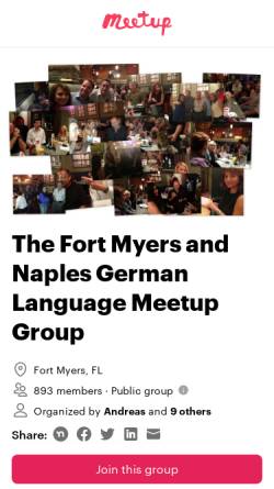 Vorschau der mobilen Webseite www.meetup.com, The Fort Myers and Naples German Language Meetup Group