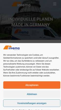 Vorschau der mobilen Webseite www.intema-gmbh.de, Intema Industrietextilverarbeitung GmbH