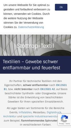 Vorschau der mobilen Webseite www.stottrop-textil.de, Stottrop-Textil GmbH & Co KG
