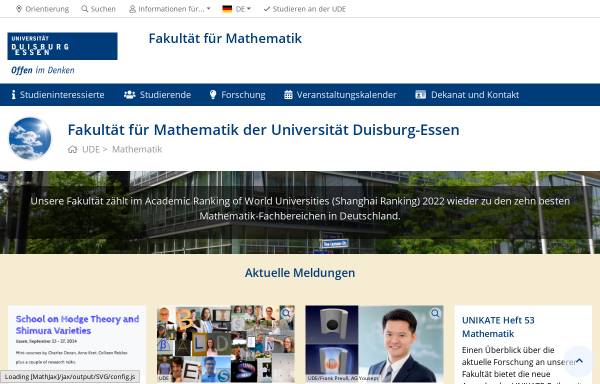 Fachbereich Mathematik der Universität Universität Duisburg-Essen