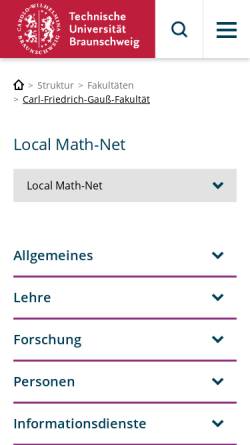 Vorschau der mobilen Webseite www.tu-braunschweig.de, Institute der Mathematik der Technische Universität Braunschweig