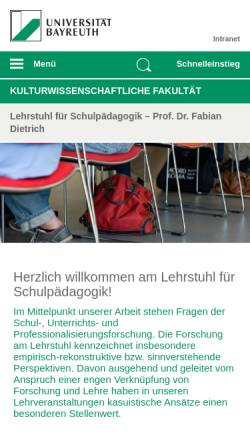 Vorschau der mobilen Webseite www.schulpaedagogik.uni-bayreuth.de, Lehrstuhl Schulpädagogik - Universität Bayreuth