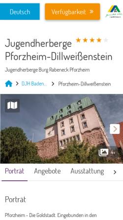 Vorschau der mobilen Webseite www.jugendherberge-pforzheim.de, Jugendherberge Pforzheim