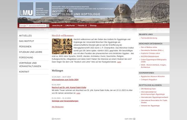 Vorschau von www.aegyptologie.uni-muenchen.de, Institut für Ägyptologie
