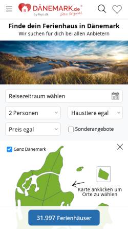 Vorschau der mobilen Webseite www.daenemark.de, Globo Reiseagentur