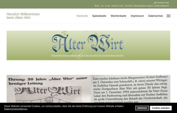 Vorschau von www.alter-wirt-geltendorf.de, Gasthof 