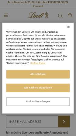 Vorschau der mobilen Webseite www.lindt.de, Chocoladefabriken Lindt & Sprüngli GmbH