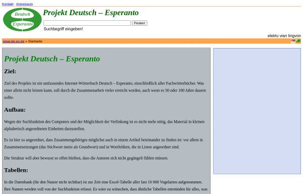 Vorschau von www.de-eo.de, Projekt Deutsch – Esperanto