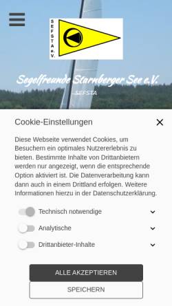 Vorschau der mobilen Webseite www.sefsta.de, SEFSTA - Segelfreunde Starnberger See e.V.