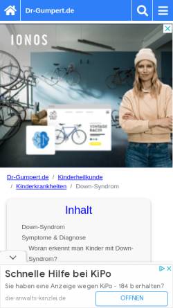 Vorschau der mobilen Webseite www.dr-gumpert.de, Dr. Gumpert: Down Syndrom