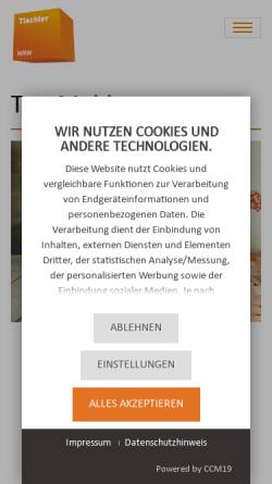 Vorschau der mobilen Webseite www.tischler.nrw, Fachverband des Tischlerhandwerks NRW