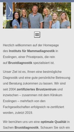 Vorschau der mobilen Webseite www.imze.de, Institut für Mammadiagnostik