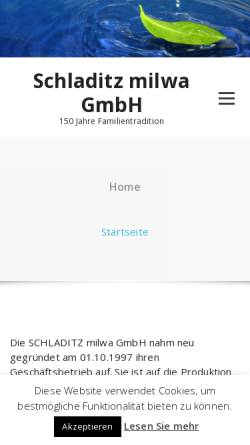 Vorschau der mobilen Webseite www.milwa-piador.de, Schladitz milwa GmbH