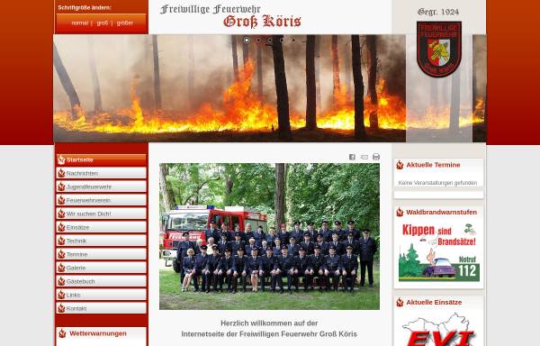 Vorschau von www.feuerwehr-grosskoeris.de, Freiwillige Feuerwehr Groß Köris