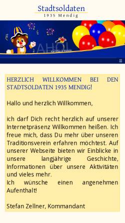 Vorschau der mobilen Webseite stadtsoldaten-mendig.de, Stadtsoldaten 1935 Mendig