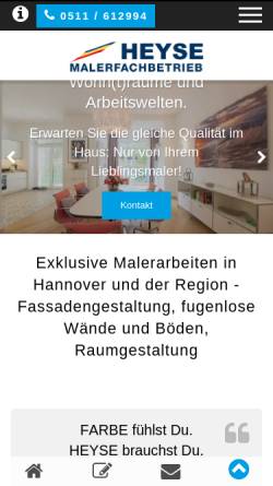 Vorschau der mobilen Webseite www.maler-heyse.de, HEYSE Malerfachbetrieb GmbH & Co. KG