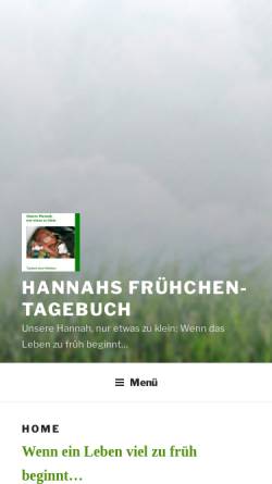 Vorschau der mobilen Webseite www.fruehchen-tagebuch.de, Hannahs Tagebuch