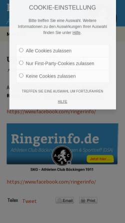 Vorschau der mobilen Webseite www.ringerinfo.de, Ringerinfo.de
