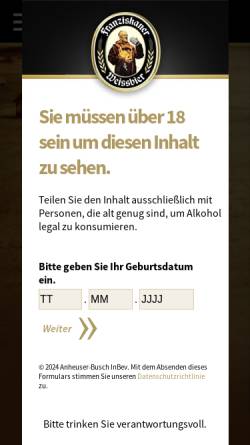 Vorschau der mobilen Webseite franziskaner-weissbier.de, Spaten-Franziskaner-Bräu GmbH