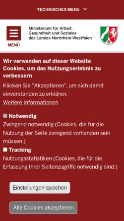 Vorschau der mobilen Webseite www.arbeit.nrw.de, Arbeitspolitik in Nordrhein-Westfalen